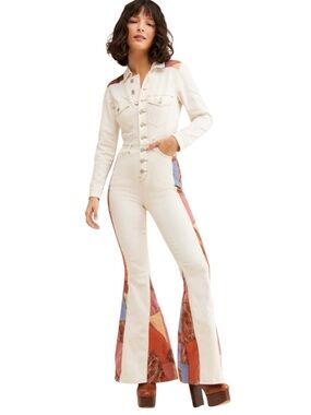 Free People We the Free Bell Bottom Midas JumpSuit Medium $218